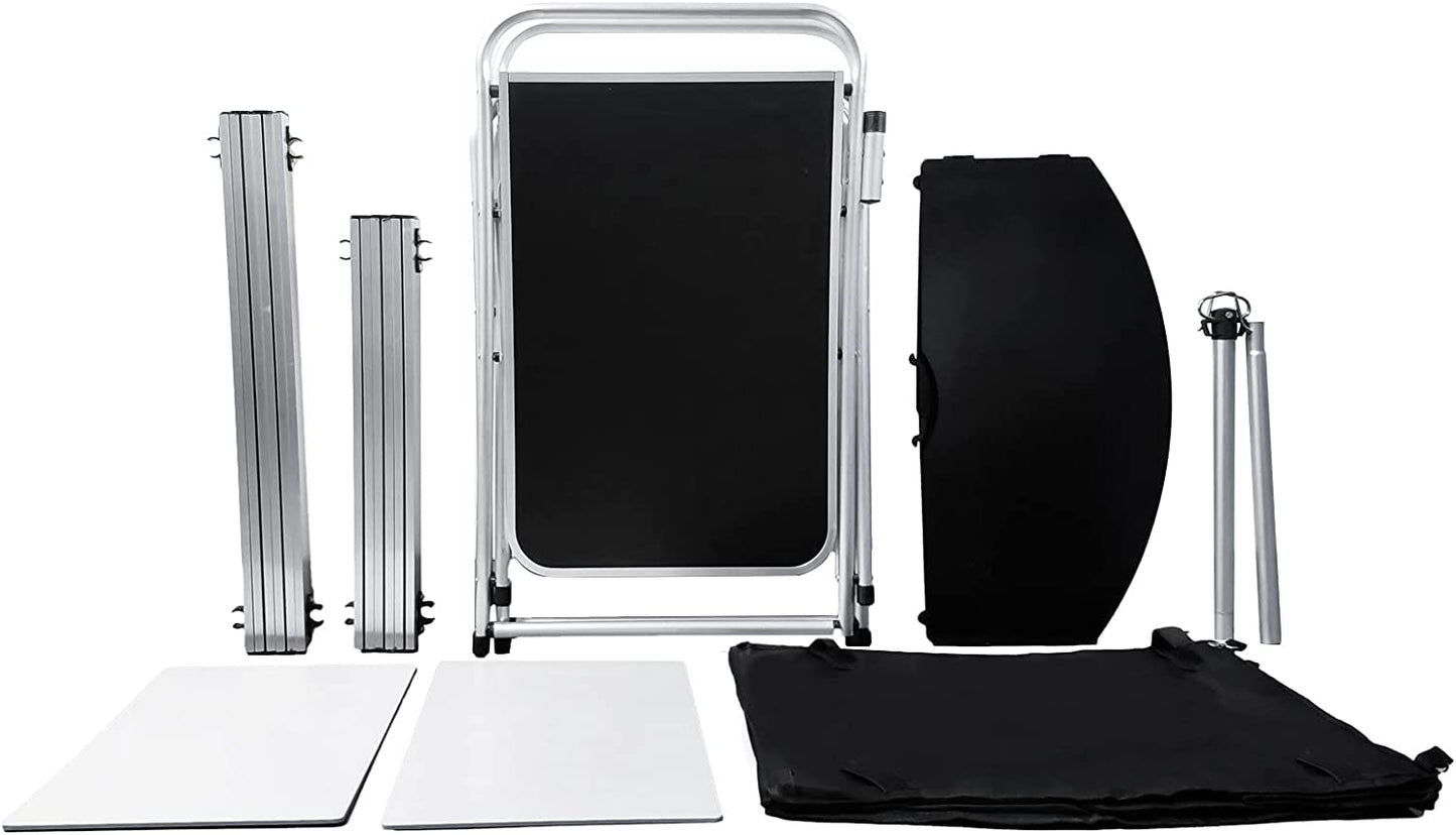 CAMP SOLUTIONS Folding Cooking Table Outdoor Portable Cook Station Aluminum Camping Kitchen with Storage Organizer, Windscreen, Hooks for BBQ, Party (Black)