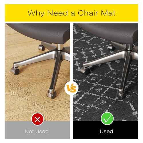 Office Chair Mat for Hardwood & Tile Floors, 60" x 48" Desk Chair Mat, Non-Slip Floor Protector for Rolling Chairs, Machine Washable Area Rug for Home Office, Black