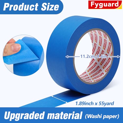10 Rolls Painters Tape Blue Painters Tape 2 Inch Wide, General Purpose Masking Tape Bulk, 1.89 in x 55 Yd Blue Tape for Wall Painting Home Improvement DIY Crafts, Total 550 Yards
