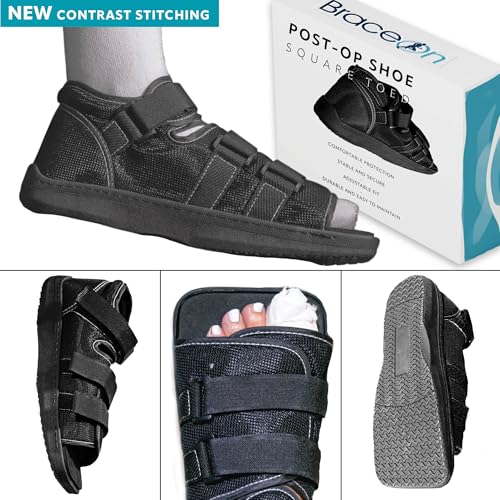 Brace On Post Op Shoe - Orthopedic Shoes for Women & Men, Walking Boot, Ankle Support for Men & Women, Plantar Fasciitis Brace, Medical Boot for Injury (Mens Shoe Size Up to Size 8, Black)