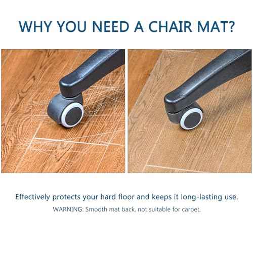 Chair Mat for Hardwood Floor, 48" x 48" Large Clear Office Floor Protector, Easy Glide Desk Mat for Home, Easy to Clean (Square)