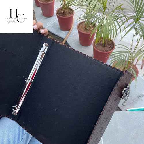 Leather 3 Ring Binder 1 Inch, Three Ring Binders Fits 8.5" x 11" Binders for Photo Album, Home, School and Office Supplies, Leather Portfolio (Brown)