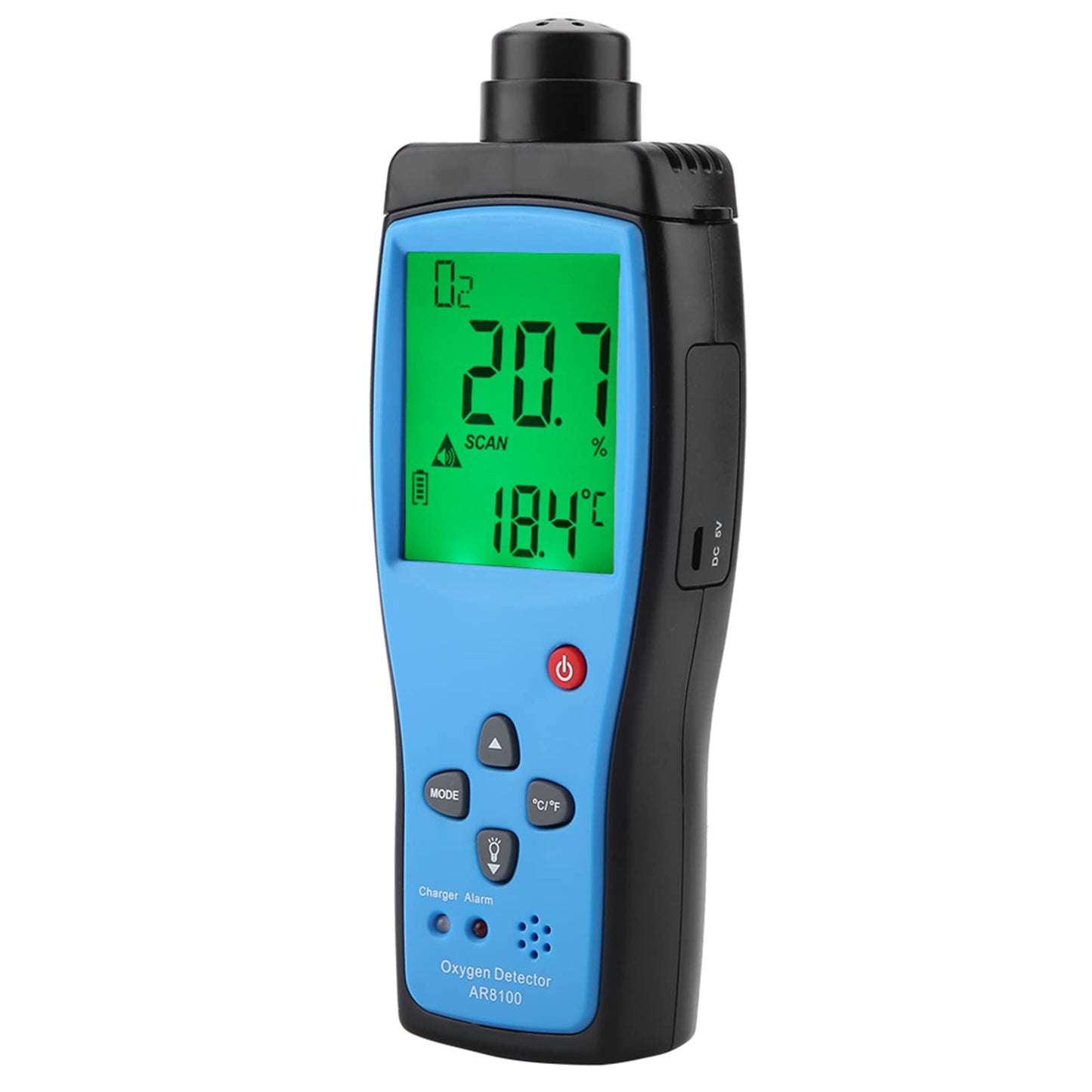 AR8100 Handheld Oxygen Detector, Oxygen O2 Detector Analyzer Rechargeable O2 Meter with LCD Backlit Display Portable Oxygen Purity Detector Inspector for Outdoor, Home, Industry
