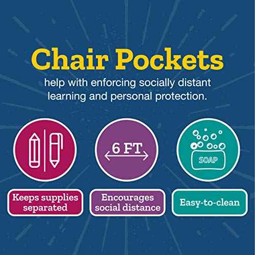 Really Good Stuff Deluxe Chair Pockets ? Set of 6 ? Early Childhood Classroom Chair Organizer with Pencil Pouch and Name Tag Keeps Students Organized and Classrooms Neat - Red