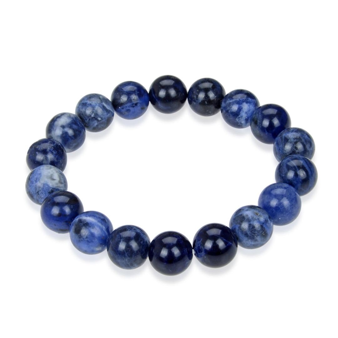 Adabele Real Natural Blue Sodalite Gemstone Beaded Bracelet 7 inch Stretch Chakra Healing Crystal Stone Women Mom Gift (Unisex) GB10-A47