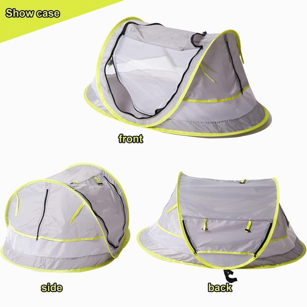 Poray Portable Baby Beach Tent with UPF 50+ Sun Shelter,Mosquito Net and Sunshade, Ideal Pop Up Kids Travel Tent with Carry Bag & 2 Stakes,Outdoor Indoor Play and Sun Protection