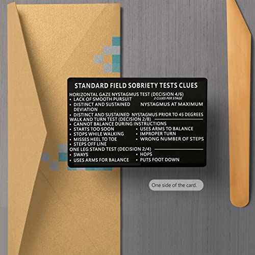 20 PCS Metal Miranda Warning Card for Police, Black Laser Standard Field Sobriety Test Clues SFST Miranda Rights Card Metal Laser Engraved Insert Law Enforcement Officers