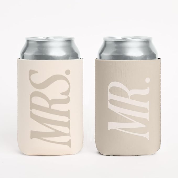 xo, Fetti Mr And Mrs Drink Sleeve Set â 2 pack | Bride Drinkware, Bridal Shower, Bachelorette Gift, Engagement Party, Couple Travel, Husband and Wife