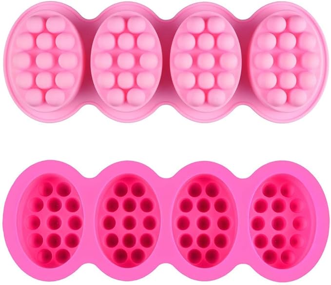 2 Pcs Massage Mold, SJ 4 Cavity Silicone Massage Bar Soap Mold, Food Grade Silicone Mold, BPA Free Soap Making Trays, Pink