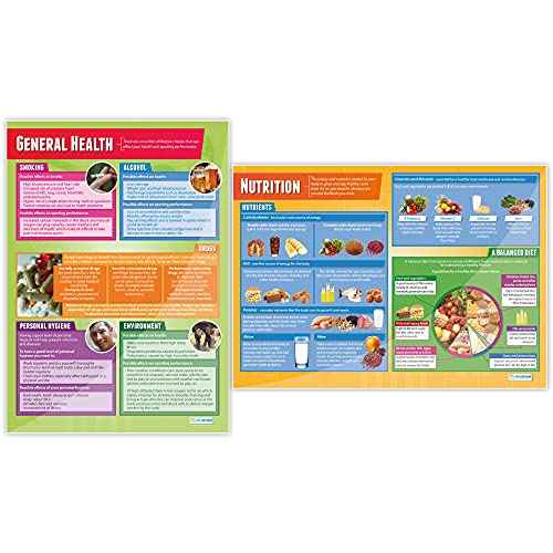 Daydream Education Health, Fitness and Well-Being Classroom Posters - Set of 5 - EXTRA LARGE 33" x 23.5" - Gloss Paper - PE Middle & High School Class Decoration - Wall Charts
