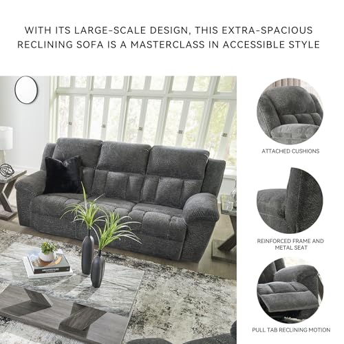 Signature Design by Ashley Frohn Contemporary Manual Reclining Sofa, Gray