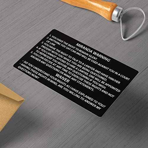20 PCS Metal Miranda Warning Card for Police, Black Laser Standard Field Sobriety Test Clues SFST Miranda Rights Card Metal Laser Engraved Insert Law Enforcement Officers