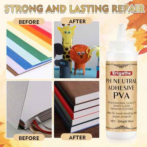 250g Book Glue,Neutral PH PVA Adhesive, Acid-Free, All-Purpose, Dries Clear and Remains Flexible, Used for Bookbinding and Repair, Framing, Collages, Paper Art and Crafts (1)