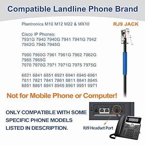 Wantek Cisco Phone Headset with Microphone Noise Cancelling, RJ9 Telephone Headsets Compatible with Cisco Office Phones 7940 7942 7945 7960 7962 7965 7811 7821 8811 8841 8845 8851 Plantronics M12 M22