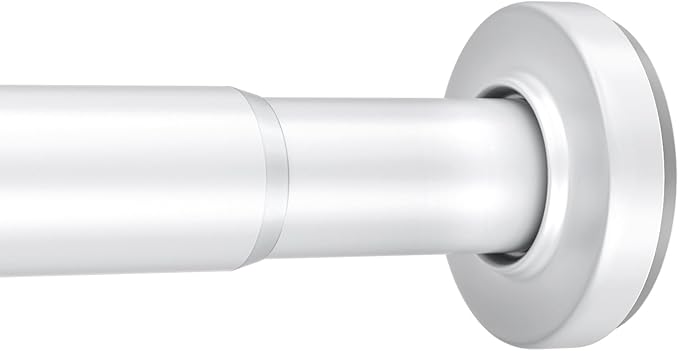 AmazerBath Spring Tension Shower Curtain Rod, 31-75 Inches Heavy Duty Tension Rod Rust Proof Bathroom Curtain Rod, Adjustable No Drill Easy Segmented Installation, White