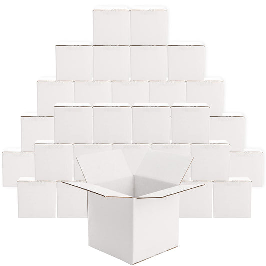 Peohud 40 Pack Small Shipping Boxes, 4 x 4 x 4 Inches White Corrugated Cardboard Box, Mailing Box for Shipping, Packing Storage, Gift Box, Recyclable