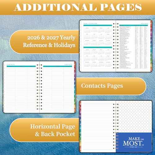 2026 Planner - Planner 2026, Jan. 2026 - Dec. 2026, 8.4"x 6.3", 2026 Planner Weekly and Monthly, 2026 Calendar Planner with Elastic Closure + Colorful Tabs + Hardcover - Dreaming Sea