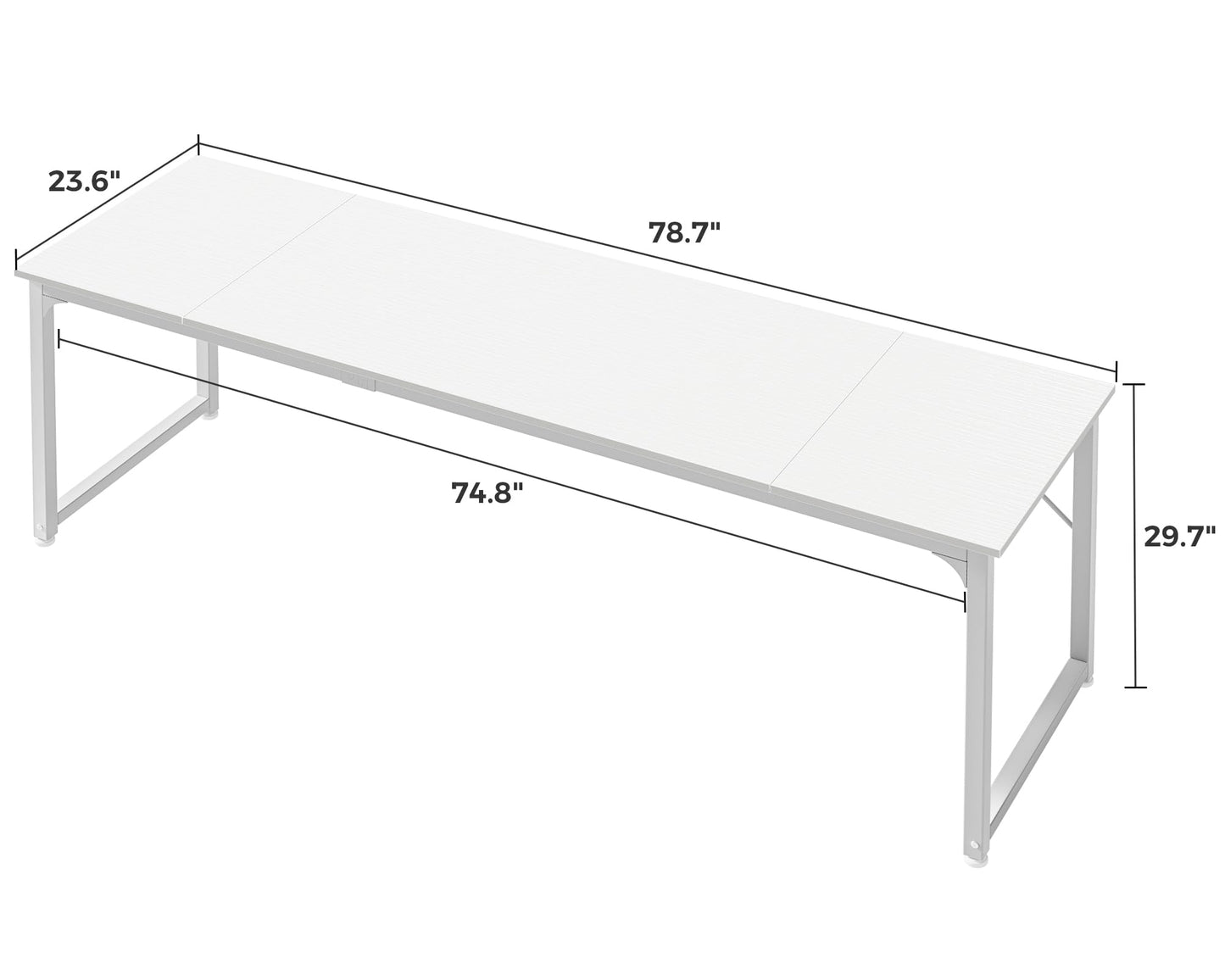 Huuger Computer Desk, 80 Inch Office Desk, Gaming Desk with Storage, Writing Desk Work Desk for Home Office, Study, Long Simple Desk, Large Legroom, Metal Frame, White
