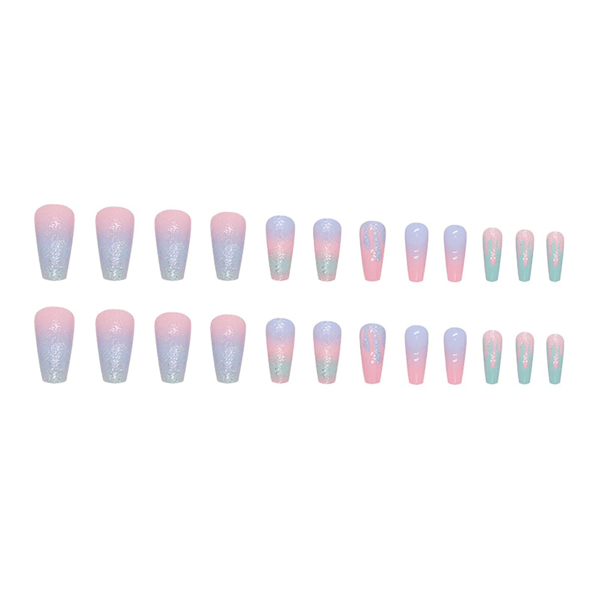 Press on Nails Medium Coffin SWEKKE Summer Fake Nails Colorful Full Cover Ice Cream False Nails with Designs Glossy Glue on Nails Acrylic Nails Artificial Nails for Women Girls 24 Pcs