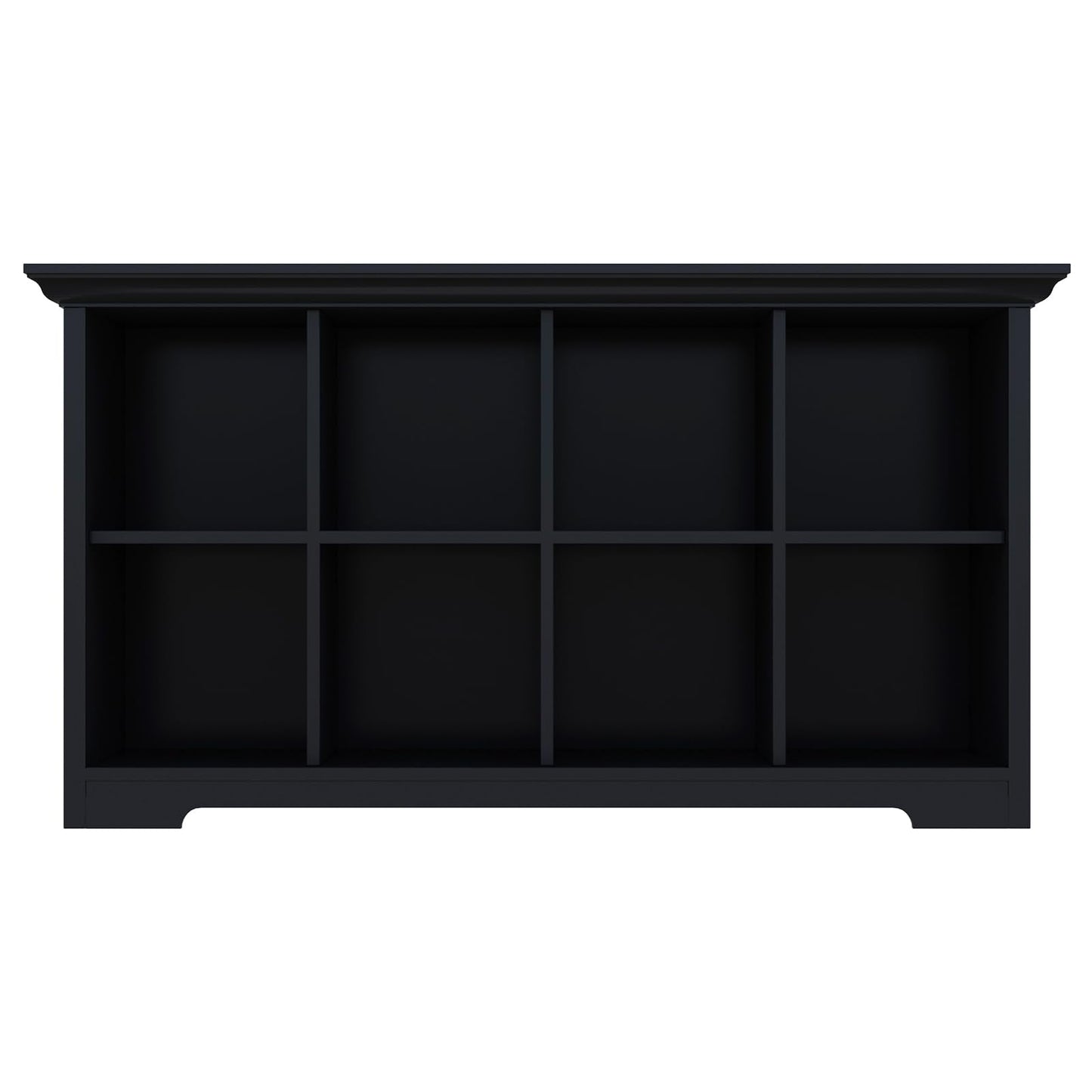 OSCHF Cube Shelf Bookcase with Base - Wooden 2 Tiers Floor Standing Low Storage Cabinet for Home and Office, 8-Cube Lattice Bookshelf, Black