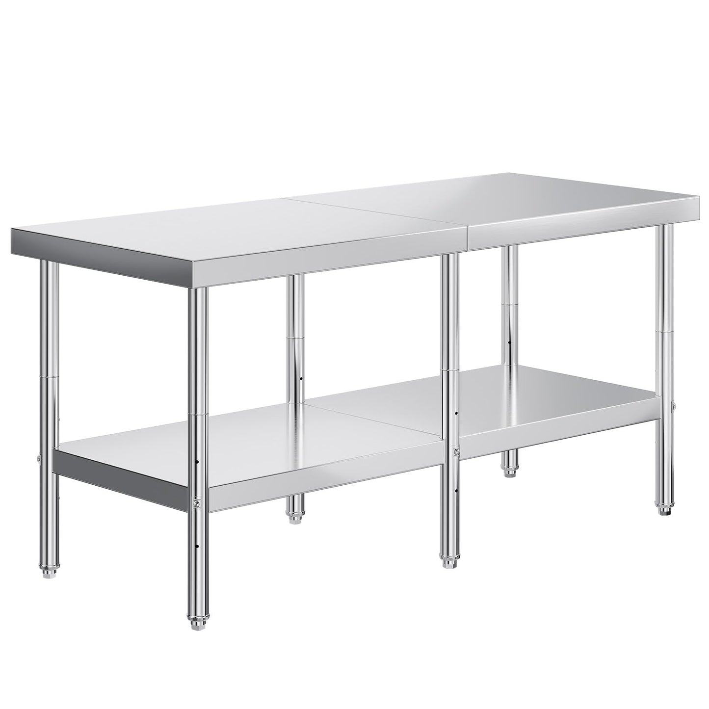 Jocisland 30" x 72" Stainless Steel Table for Prep & Work, NSF Certified Adjustable Under Shelf and Feet, for Commercial Kitchen, Restaurant, Hotel and Garage