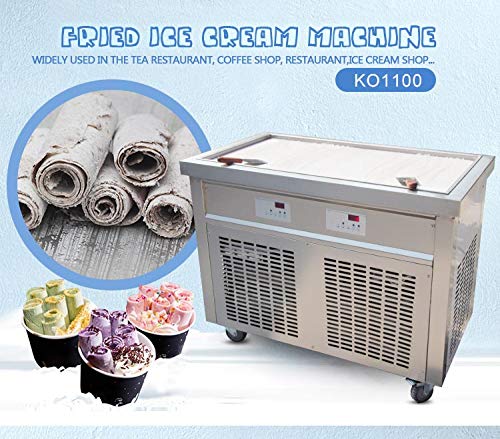 Kolice ETL commercial 38.60"x19.7" big rectangle pan thailand instant stir fried ice cream machine roll ice cream machine-, auto defrost, transparent sneeze guard