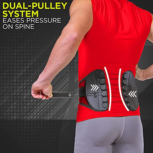 BraceAbility Spine Sport Lower Back Brace - Working Out, Exercise, Run, Kayak, Golf, Gym, Manual Labor, Tennis, Athletic Lumbar Corset for Active Women and Men (Extra Large)