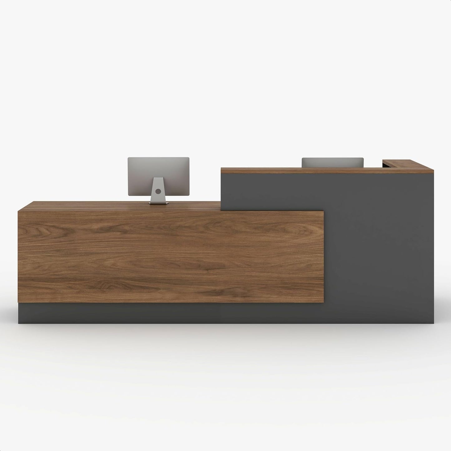 YTElantivo L-Shaped Reception Desk with Counter, 1-Inch Thick Board, Lockable Drawers & Keyboard Tray, Heavy-Duty Front Desk for Office, Salon, Hotel & Clinic