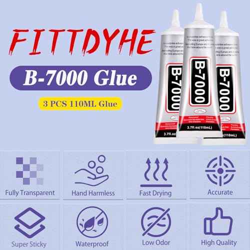3.7oz B7000 Rhinestone Clear Glue for Jewelry Making, 110 ml Multipurpose Adhesive Jewlery Glue for Fabric, Tumblers, Rhinestones DIY Crafts, Nail Art, Makeup, Shoes, Cell Phones, Tablet, Wood