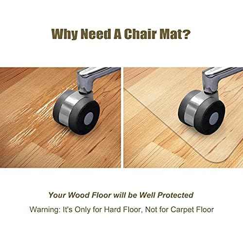 Kuyal Chair Mat, Rolling Chair Mat for Hardwood Floor, 45" X 53" Transparent PVC Home Office Floor Protector Mat (45" X 53" with Lip)