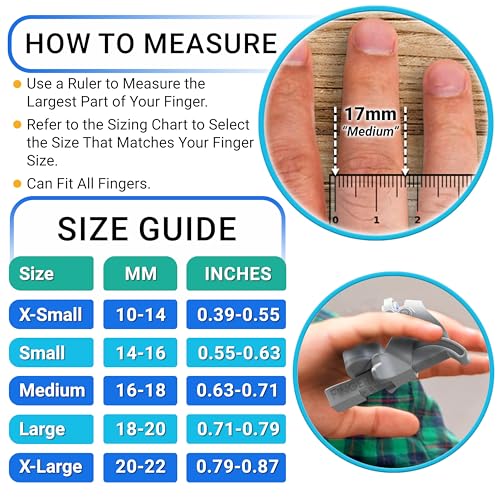 Finger Straightener | PIP Extension Orthosis/Splint For Bent Fingers, PIP Flexion Contractures | Adjustable Joint Stretcher Device | Made in USA | Red/X-Large