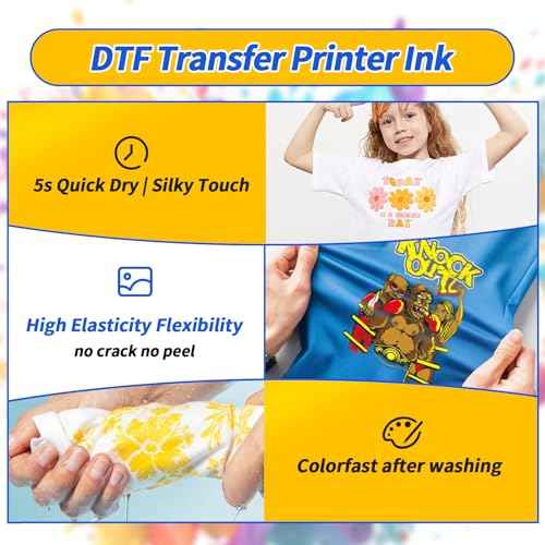 No Sediment DTF White Ink, 1000ML DTF Transfer Ink White for PET Film, with Bottle Opener, Anti Clogging Heat Transfer Ink for Epson ET-8550, L1800, L800, R2400, P400, P800, XP15000 (500ml x 2)
