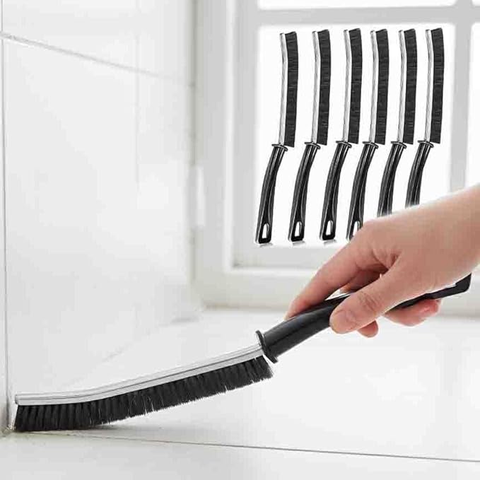 CrafTreat Hard Bristle Crevice Cleaning Brush â 6 Pack (Black) â Gap Scrub Brushes for Kitchen, Bathroom, Window Tracks, Grout, Car & Tight Spaces â Household Cleaning Tool