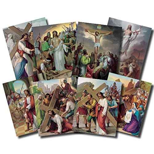 The Stations of the Cross Illustrated Cardstock Poster Set, 14 Pieces, 10 Inch
