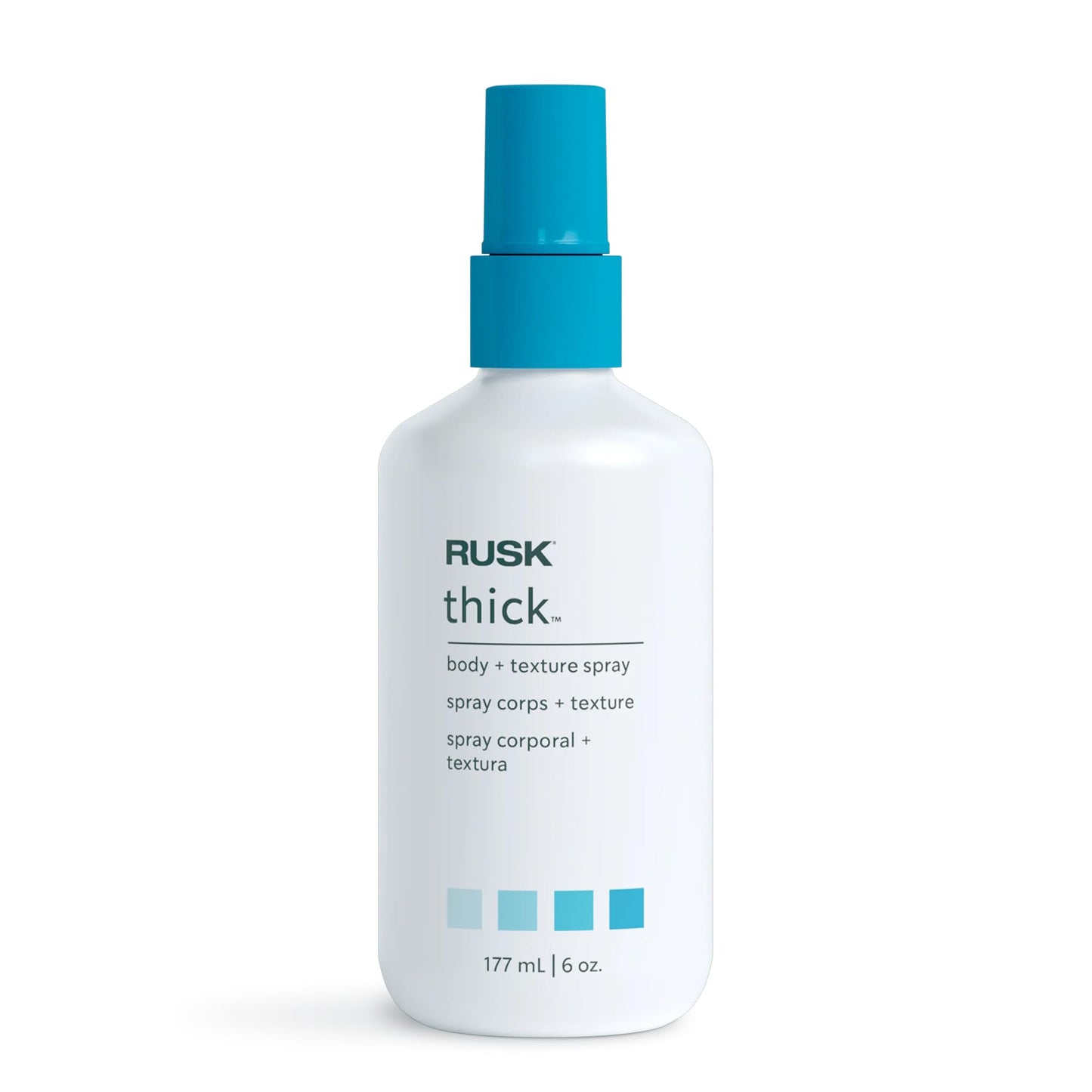 RUSK Designer Collection Thick Body and Texture Amplifier Spray, 6 Fl Oz, For Fine, Limp, Flat or Lazy Hair Types - Contains Wheat Protein, Adds Strength, Texture, Volume & Moisture
