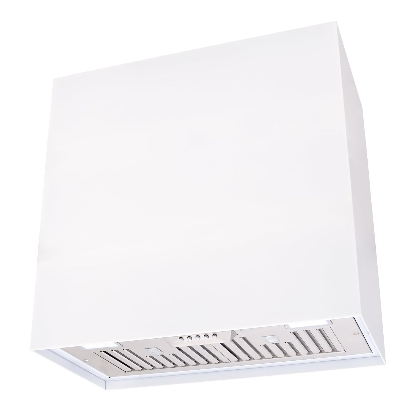 Akicon Stainless Steel Range Hood, Modern Box Kitchen Hood with Powerful Vent Motor, Wall Mount, 30”W*30”H*14D, Signal White (AK-HS30H-SW)