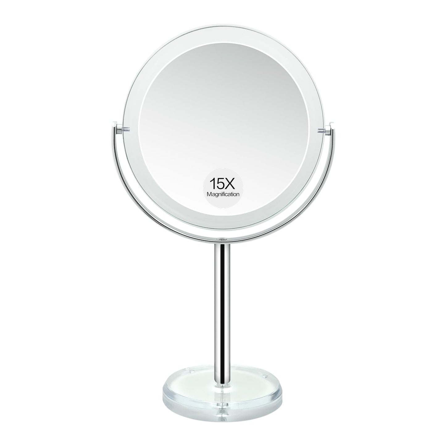 Snowflakes Double Sided 1X / 15X Magnifying Makeup Mirror with Stand - 6.7 Inch Tabletop Vanity Mirror for Bathroom or Bedroom with 360° Rotation.