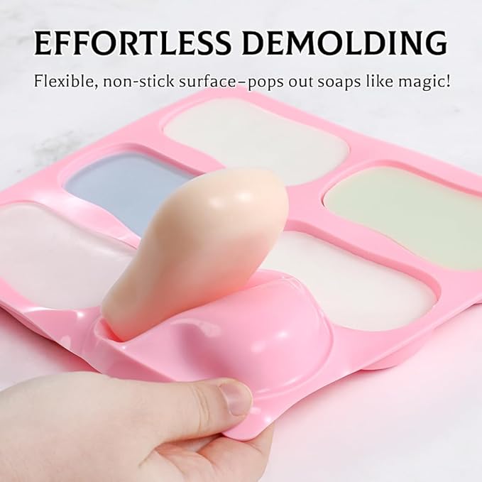 SJ Silicone Soap Molds 2 Packs, DIY Soap Molds for Soap Making, 6 Cavity Mold for Homemade Craft Soap Mold, Bath Bombs