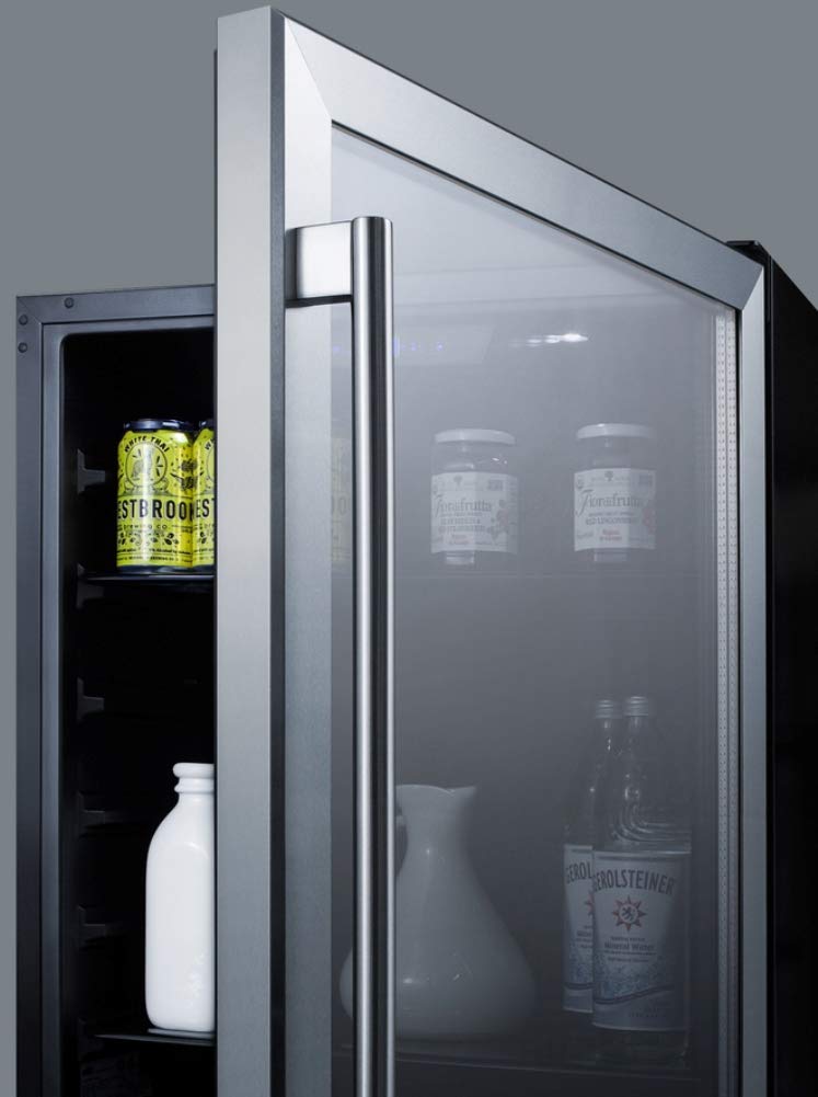 Summit 24" Refrigerator, 5.0 cu.ft. capacity, ADA Compliant, Stainless Steel, Built-in, Glass Door - AL57G