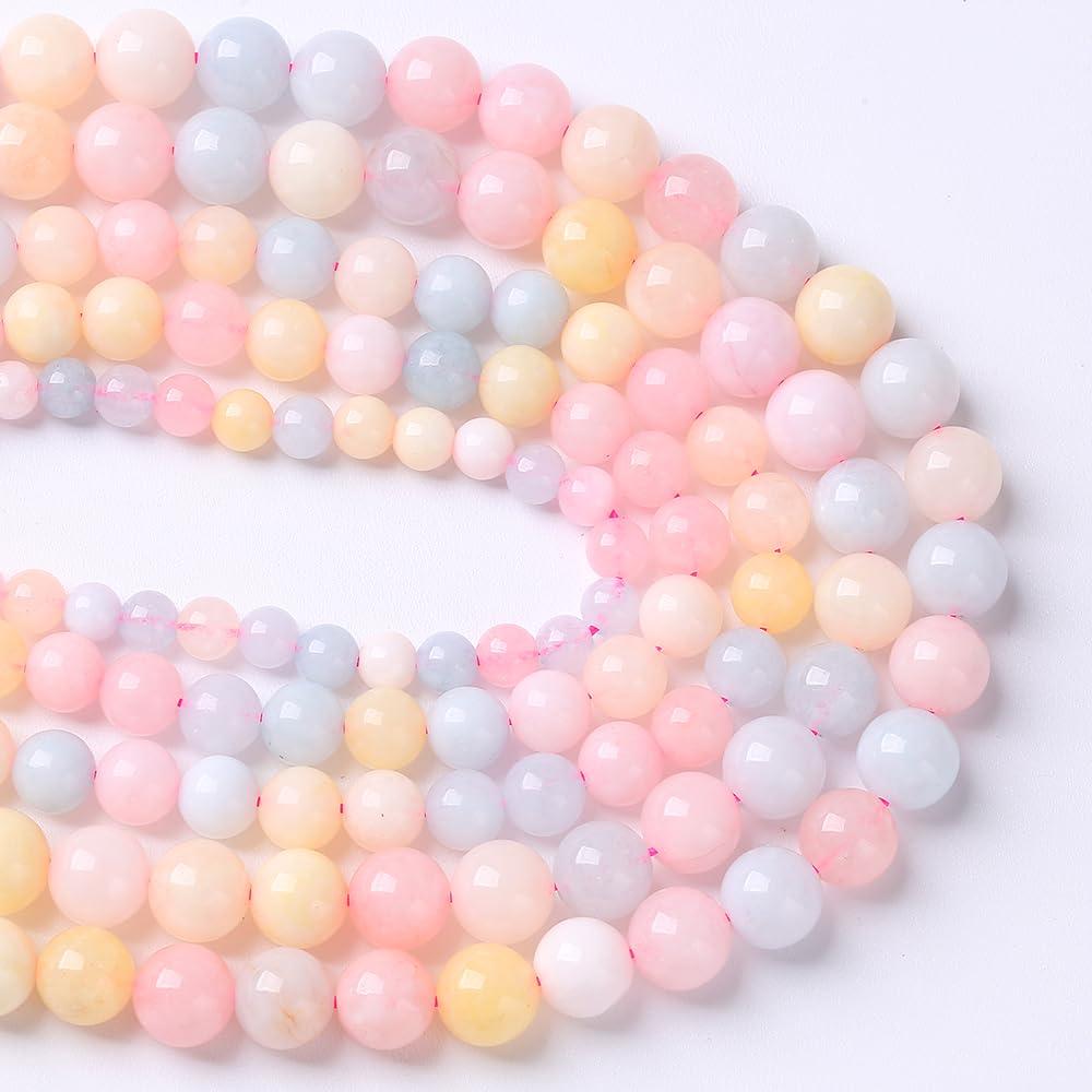36pcs 10mm Natural Stone Morganite Beads Round Loose Beads for Jewelry Making DIY Bracelets Necklaces Crystal Energy Healing Stone Beads 15" (10mm, Morganite)