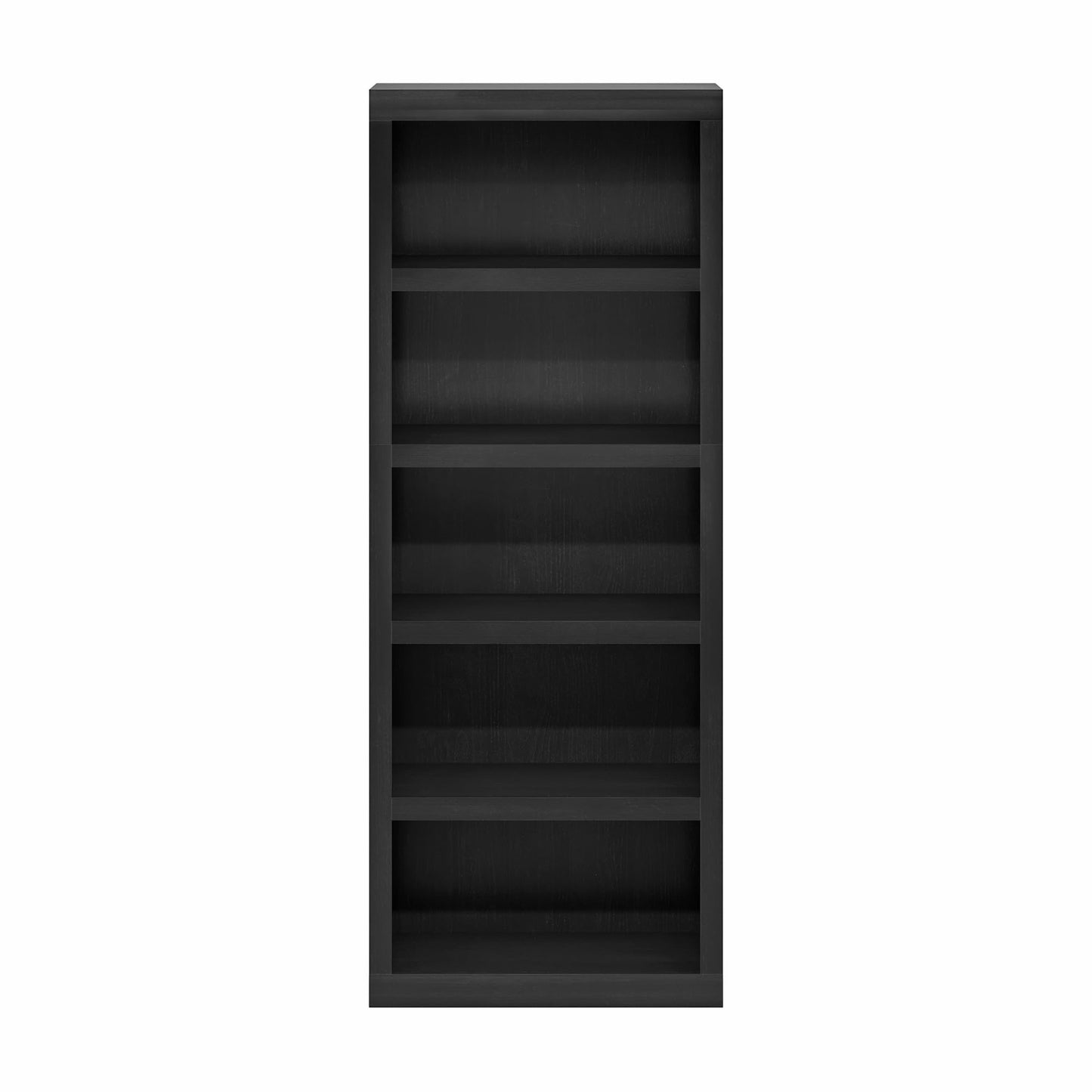 Furinno Rail Book Shelf, 5-Tier Bookshelf, Bookcase with Open Shelf, 10.1 x 24.6 x 63.5, for Living Room, Bedroom, Home Office, Blackwood
