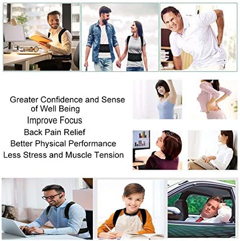 Thoracic Back Brace Posture Corrector - Magnetic Support for Neck Shoulder Upper and Lower Back Pain Relief - Perfect Posture Brace for Cervical Lumbar Spine - Fully Adjustable Belt (Black, Small)