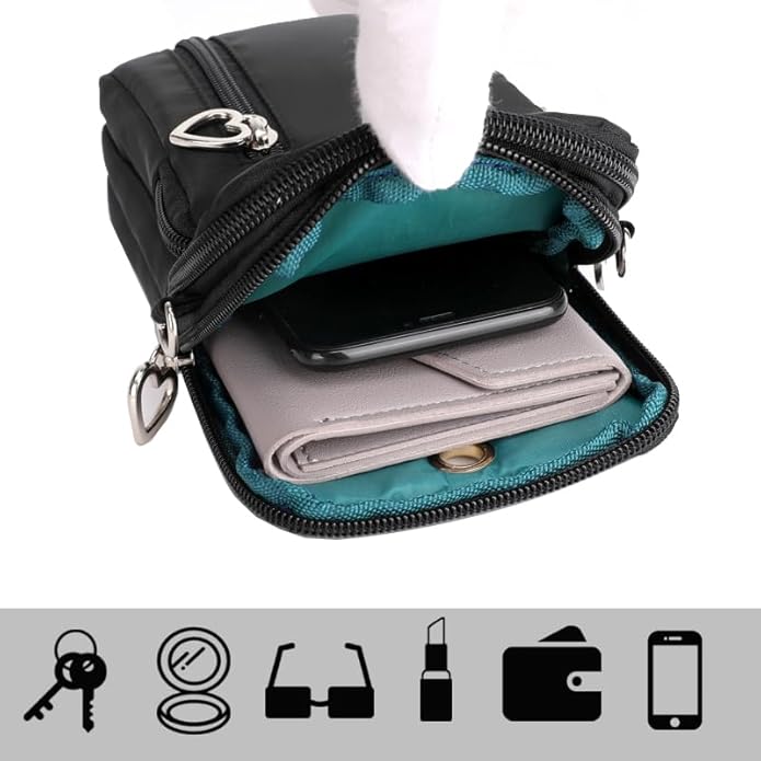 JANKS Small Crossbody Bag for Women - Mini Phone Purses with Crossbody Strap and Wallet - Nylon Arm Bag