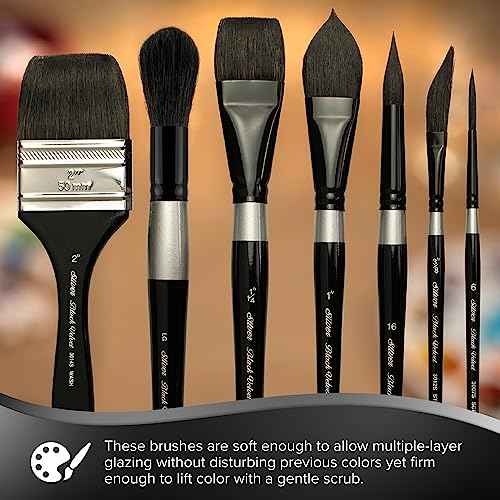 Silver Brush Limited WC-3208S Black Velvet Variety Set, Professional Premium Artist Paintbrushes for Watercolor, Gouache, Inks, & Dyes, Set of 3, Round, Script Liner, & Flat Wash Brushes, Short Handle