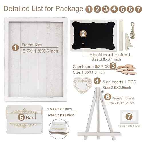 Y&K Homish Wedding Guest Book Alternative Rustic wedding decorations for reception wedding signs Antique White