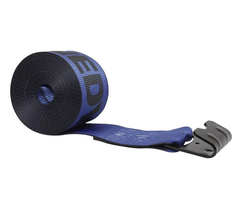 Mytee Products Kinedyne Winch Straps 4" x 30"" Blue Heavy Duty Tie Down w/Flat Hooks WLL# 5400 lbs | 4 Inch Cargo Control for Flatbed Truck Utility Trailer (10 Pack)"