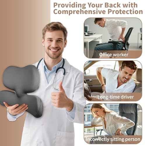 Lumbar Pillow,Ergonomic Lumbar Support Pillow for Upper & Lower Back Support Back Pain Pain Relief,Promotes Posture,Fully Support Entire Back Cushion,for Office Chair,Car,Gaming Desk Chair