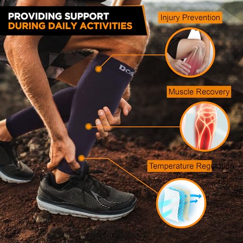 Doc Miller - Compression Calf Sleeve for Petite Men & Women, Medical Grade, 20-30mmHg Graduated Support for Running, Calf Tear, Shin Splints, Knee High, Black Calf Sleeves, Medium Size, 1 Pair, Petite