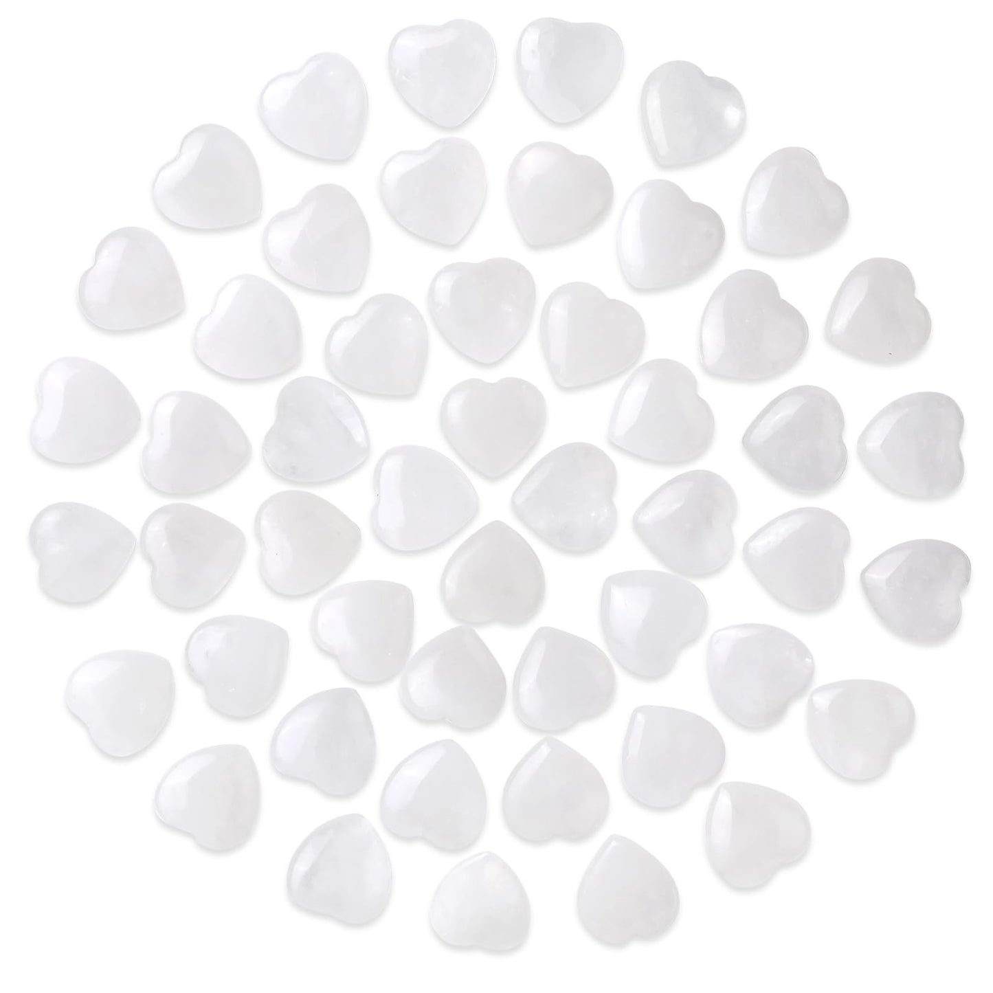 Gerrii 50 Pcs Heart Healing Stone Bulk Quartz Heart Inspirational Stones Gift for Women Love Pocket Polished Natural Energy Balancing Meditation 0.8 Inch(Clear)