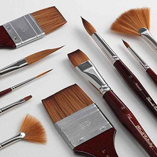 Creative Mark Mimik Kolinsky Watercolor Brush - 1.5 Inch Watercolor Mottler - Short Handle Synthetic Paint Brush - Handmade in Germany - Synthetic Sable Paint Brushes for Artists - Animal-Friendly
